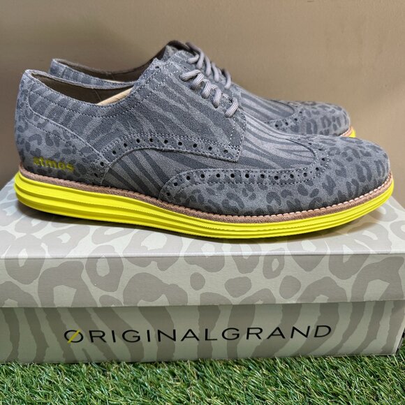 Cole Haan x atmos Øriginal Grand Wingtip Gray Oxford Shoes C36382 Men's NEW - Picture 1 of 14